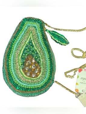 Beaded Avocado Crossbody Bag - Green